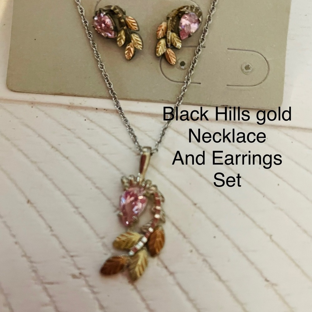 Black Hills gold necklace and earrings set.